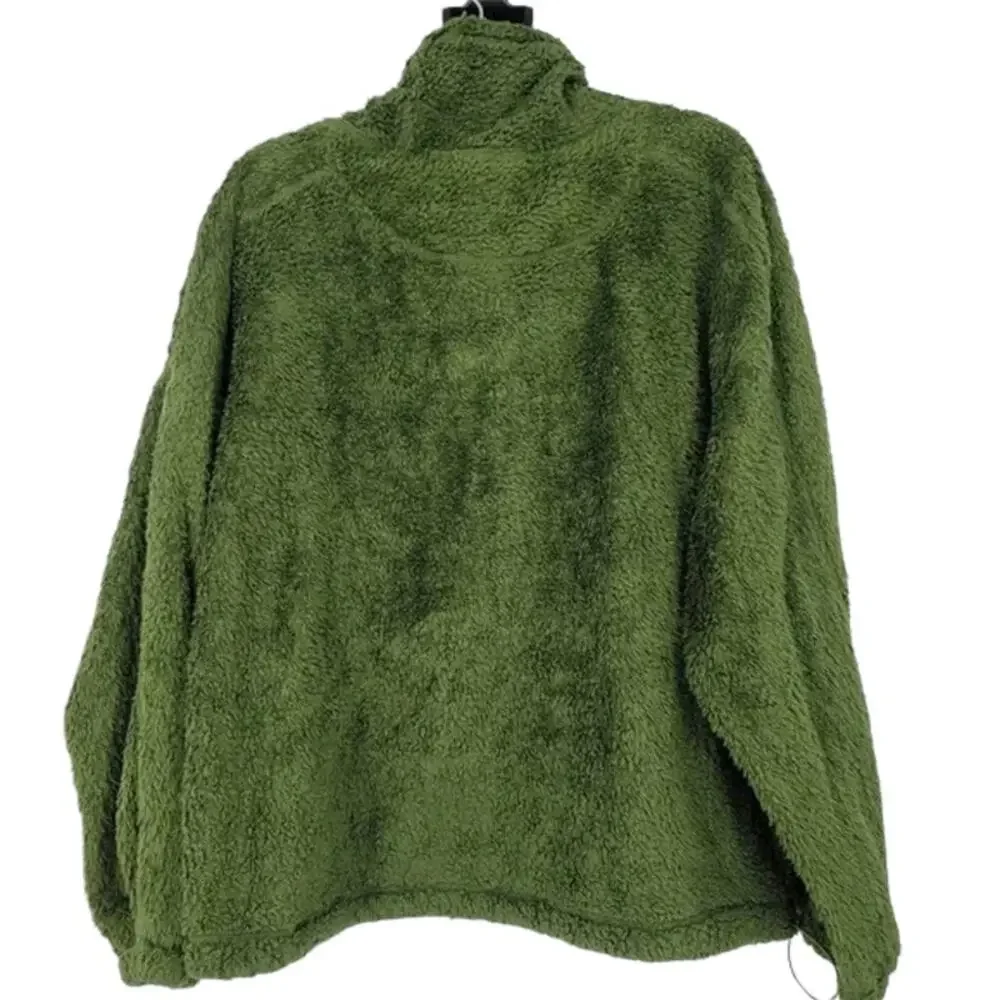 Free People Big Sky Green Womens Faux Shearling Pullover Sweater Size Large